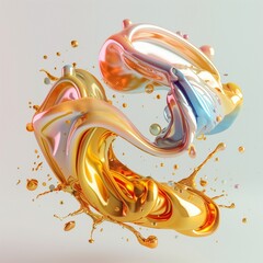 Abstract liquid 3d background with a three-dimensional font