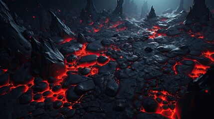 Abstract background with glowing lava and rock. Dynamic molten form. - 769068969