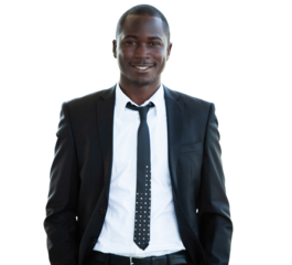 handsome african businessman on transparent background.