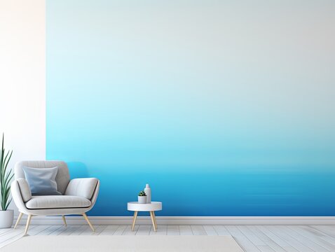 Simple large vertical strip azure gradient, front wallpaper background pattern, with copy space and space for text or design photo