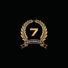7th golden anniversary logo on black background