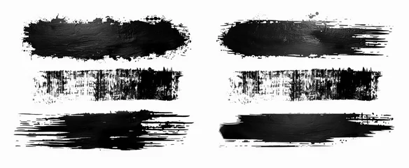 Poster Set of black grunge brush strokes, horizontal lines isolated on white background © James Ellis