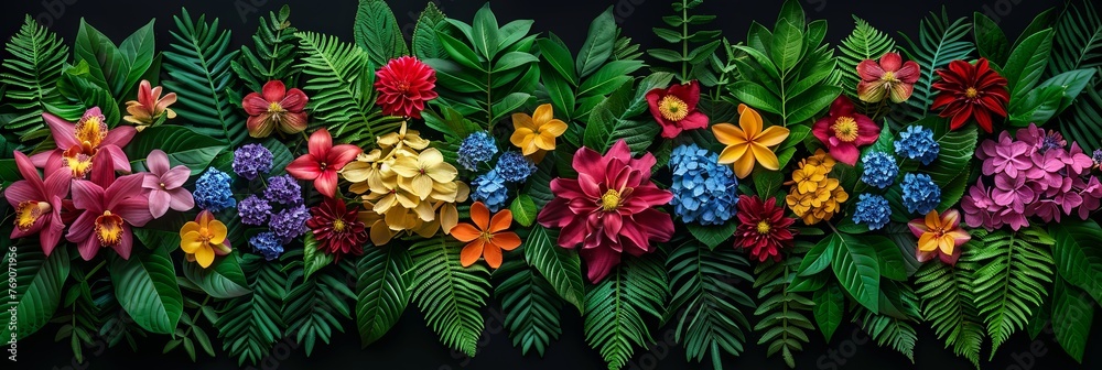 Aufkleber a cluster of vibrant, fragrant flowers arranged on a wall, creating a beautiful and artistic display