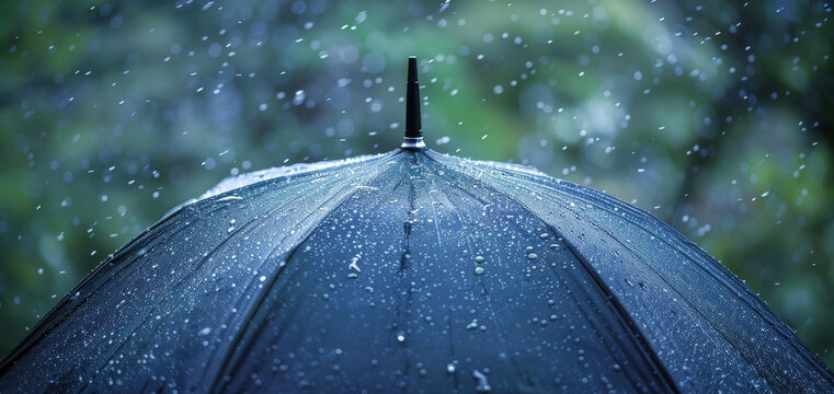 black umbrella and rain drops