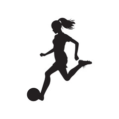 Fototapeta na wymiar A vector silhouette of a girl playing football isolated on a white background