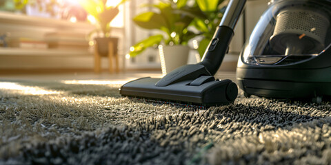 Home Cleaning Routine - Vacuum Cleaner on Carpet