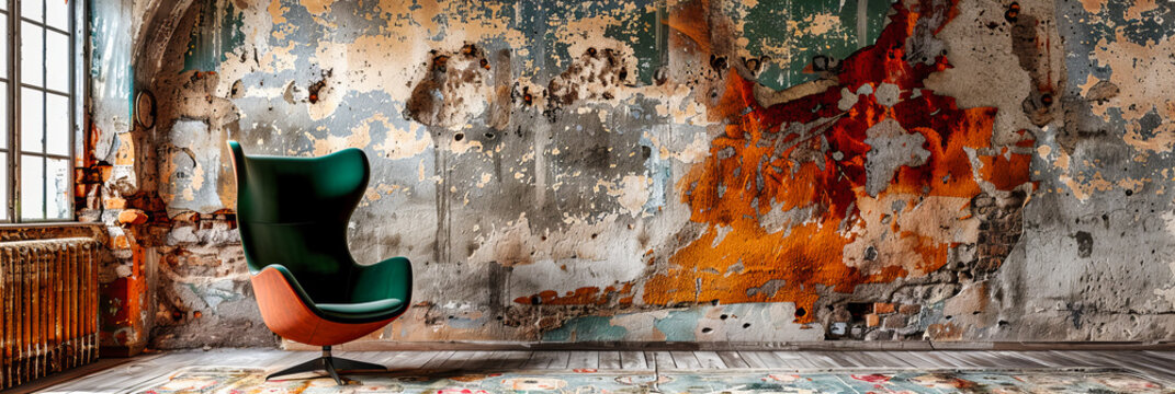Vintage Grunge Wall with Textured Paint and Rust, Abstract and Aged Background with Colorful Weathered Patterns