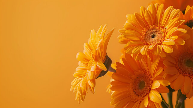 Yellow flowers on a monochromatic background for graphic arts