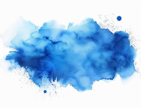 Watercolor blue color splash, clipart, isolated on a white background 
