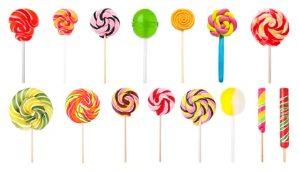 Fotobehang Different colorful lollipops isolated on white, set © New Africa
