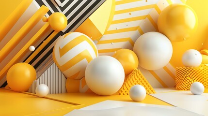 3D rendering of a bright and colorful geometric background.