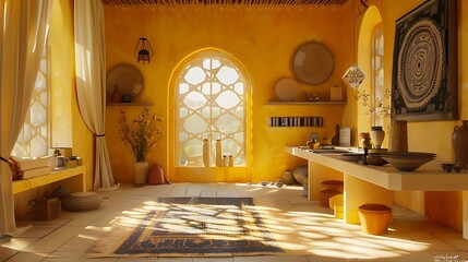 an AI image depicting the minimalist charm of an artist studio in AlUla, Saudi Arabia,