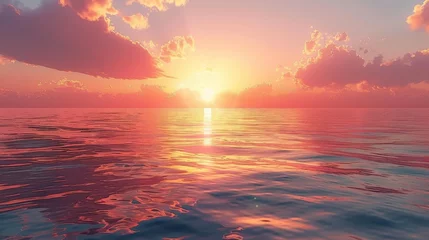 Schilderijen op glas Glow: A sunset over a calm ocean © MAY