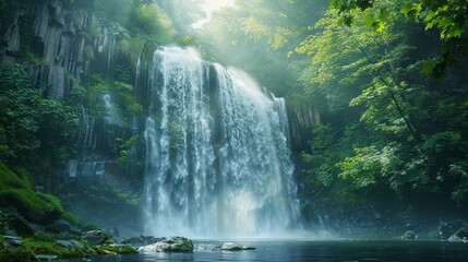 Legend: According to legend, a magical portal hidden within a waterfall - obrazy, fototapety, plakaty