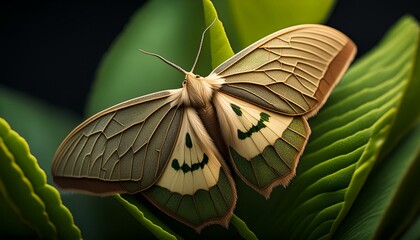 Delicate Encounter: Close-Up of Moth Resting on Plant