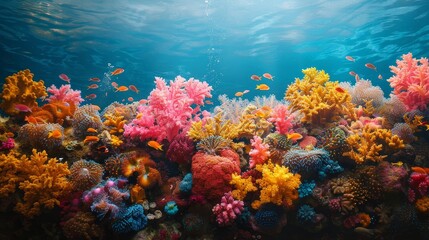Fototapeta na wymiar The environment: A coral reef teeming with colorful marine life