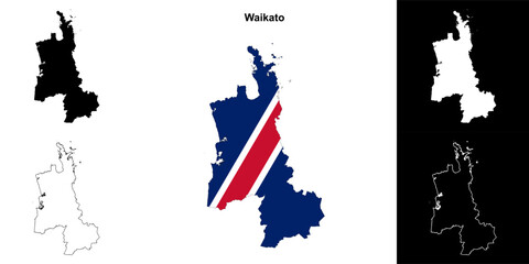 Waikato blank outline map set - 769078715