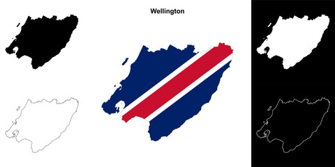 Wellington blank outline map set - 769078716