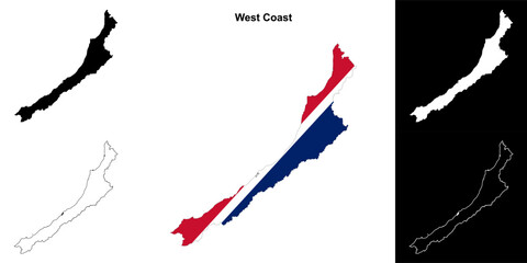 West Coast blank outline map set - 769078755