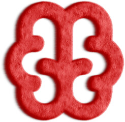 Brain Red Fluffy Icon