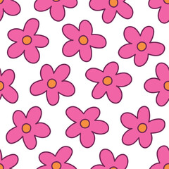 Pink Flowers Pattern Daisy Seamless Pattern Pink Floral Background