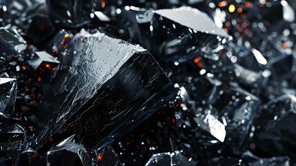 Black rough crystal texture background. 3d render.
