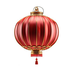 This image features a red Chinese lantern with a golden decorative knot at the top and a tassel hanging down  Generate AI	
