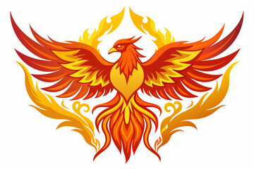 Fototapeta premium A vector graphic background with a Phoenix as the main middle art white background