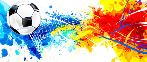 EM 2024 Soccer Football Fever Abstract Artistic Explosion with Ball Wallpaper Poster brainstorming Card Magazine