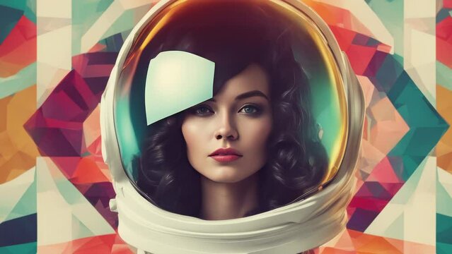 Sequence of beautiful women astronauts in fantasy setting