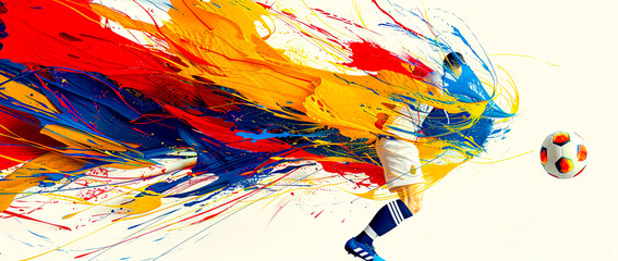 EM 2024 Soccer Football Fever Abstract Artistic Explosion with Ball Wallpaper Poster brainstorming Card Magazine - obrazy, fototapety, plakaty