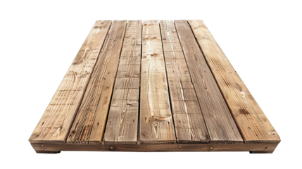 Perspective view of wood or wooden table top isolated on white or transparent background