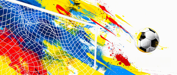 EM 2024 Soccer Football Fever Abstract Artistic Explosion with Ball Wallpaper Poster brainstorming Card Magazine