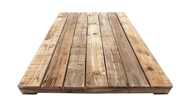 Perspective view of wood or wooden table top isolated on white or transparent background