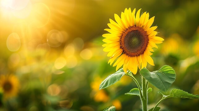 sunflower fields in sunlight 