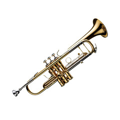 Music trumpet isolated on white transparent background.