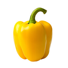 Yellow Bell Pepper isolated on white transparent background.