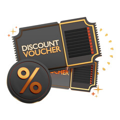 3D Illustration of discount vouchers with percent symbol, perfect for shopping, discount promotion and sale event