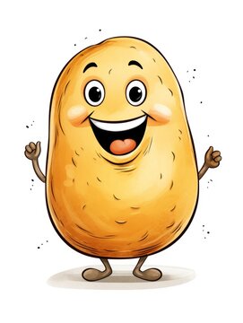 Organic expression: Playful potato with eyes and a grin, a vibrant and friendly presence in nutrition designs.