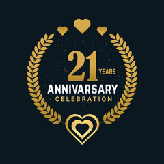 Fototapeta premium 21 Years anniversary celebration vector design, celebrating luxurious golden color numbers and element 21 years anniversary design.
