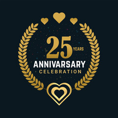 25 Years anniversary celebration vector design, celebrating luxurious golden color numbers and element 25 years anniversary design.