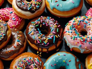 Fototapeta na wymiar colorful donuts in a box