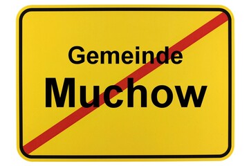 Illustration eines Ortsschildes der Gemeinde Muchow in Mecklenburg-Vorpommern
