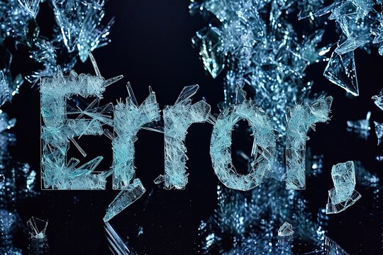 Shattered glass pieces forming the word "Error," symbolizing the fragility of perfection. The shards are meticulously arranged against a dark background.