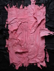 torn pink papper on a black background with copy space for photo or blank text pattern