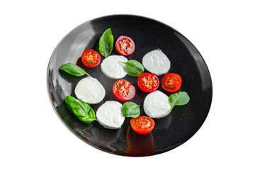mozzarella salad caprese tomato, basil fresh food tasty eating appetizer meal food snack on the table copy space food background 