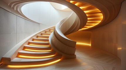 Obraz premium Architectural wooden stairs. Home interior idea