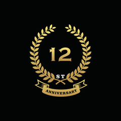 12 th anniversary logo gold