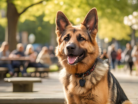 A friendly German Shepherd with a bright and welcoming expression