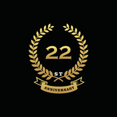 22 th anniversary logo gold